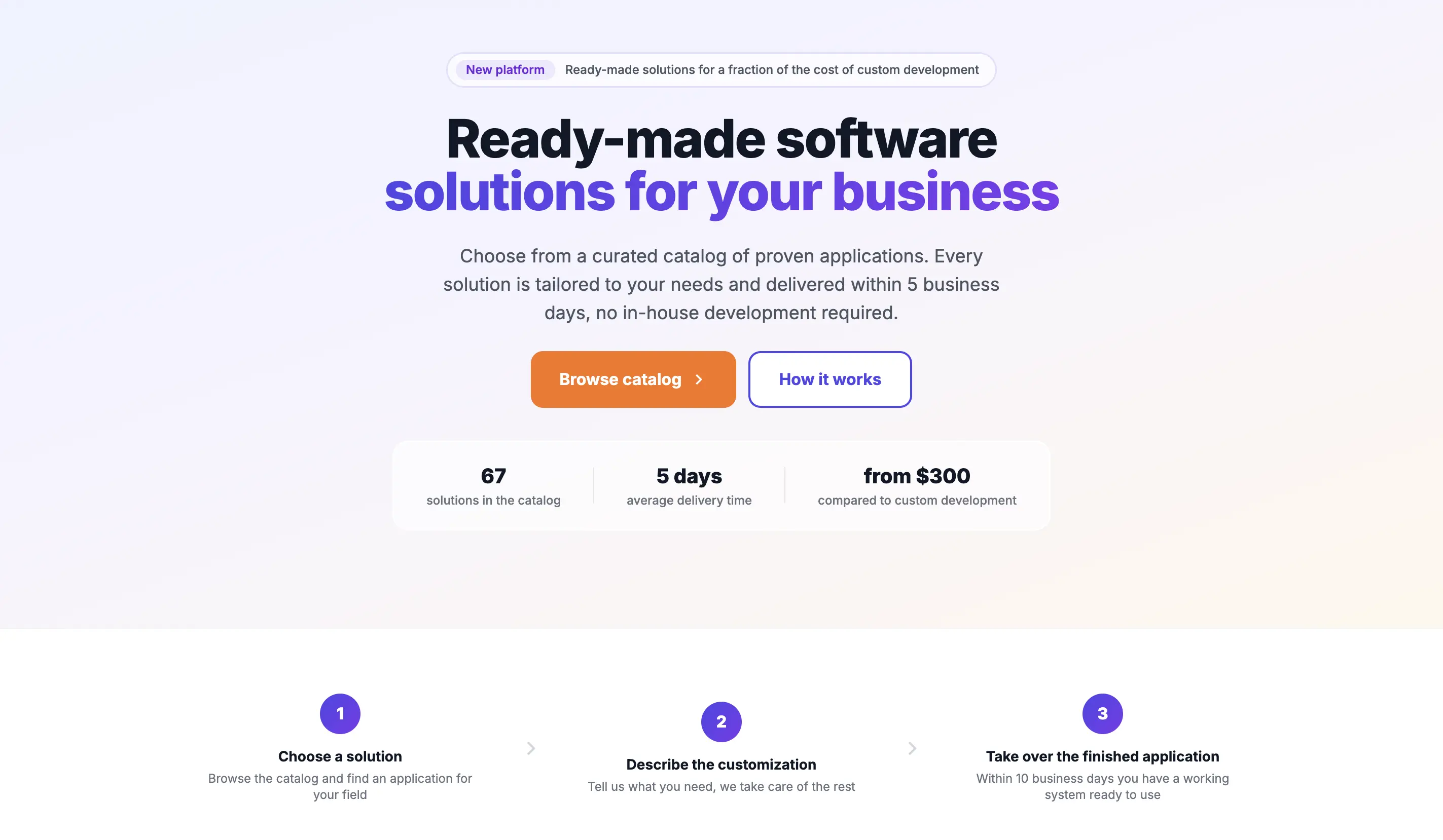 ineed.software marketplace, a catalog of ready-made software you can browse and try before you talk to anybody